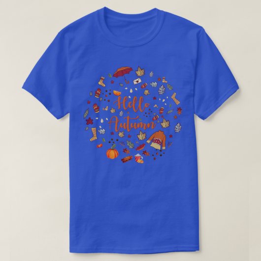 ハローオータムブーツパンプキンセーター紅葉F Tシャツ (デザイン正面)