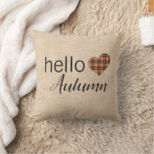 ハローオータムプレイドファームハウスリネン紅葉 クッション (ブランケット)