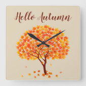 ハローオータムメイプルツリー スクエア壁時計 (正面)