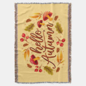 ハローオータム秋キノコ秋の色葉の スローブランケット (正面縦)