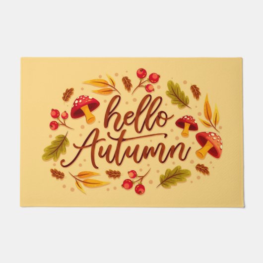 ハローオータム秋ホームデコールキノコ ドアマット (正面)