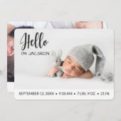 ハローオーバーレイ男の赤ちゃん写真ミニマルモダンリスト 案内状 (正面/裏面)