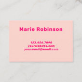 ハローカウープリントブラックホットピンク抽象芸術 名刺 (裏面)