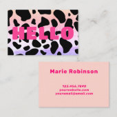 ハローカウープリントブラックホットピンク抽象芸術 名刺 (正面/裏面)