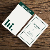 ハローカジュアルハイフォレストグリーンタイポグラフィホワイト 名刺