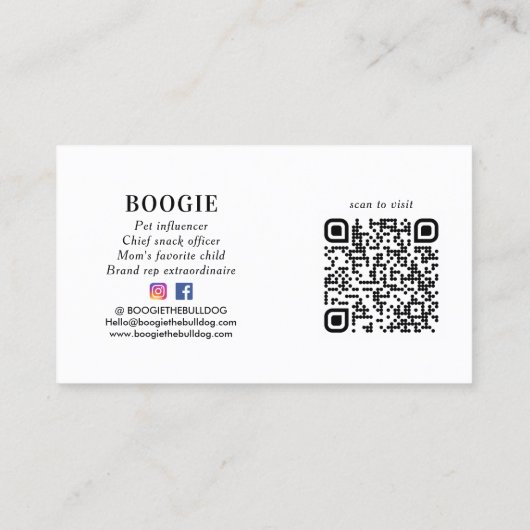 ハローカスタムフォトソーシャルメディアPETインフルエンサー 名刺 (裏面)