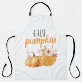 ハローカボチャモダンオレンジカボチャ花付き エプロン (正面)