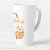ハローカボチャモダンオレンジカボチャ花付き カフェラテマグ (右アングル)