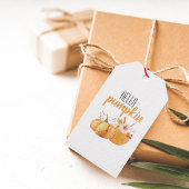 ハローカボチャモダンオレンジカボチャ花付き ギフトタグ