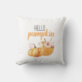 ハローカボチャモダンオレンジカボチャ花付き クッション (正面)