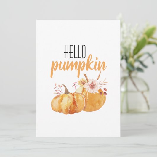 ハローカボチャモダンオレンジカボチャ花付き シーズンカード (スタンド正面)