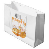 ハローカボチャモダンオレンジカボチャ花付き ラージペーパーバッグ (正面アングル)