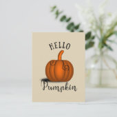 ハローカボチャ水彩おもしろい秋秋 ポストカード (スタンド正面)