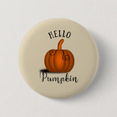 ハローカボチャ水彩おもしろい秋秋 缶バッジ (正面)