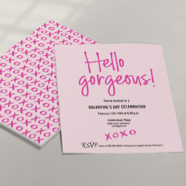 ハローガールズ ガレンティーンズデー xoxo ピンク オーダーメイド 招待状