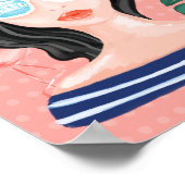 ハローガール |ビーチ美しいレトロ ポスター (角)