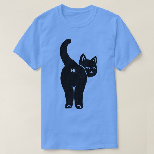 ハローキャットお尻ミニマリストブラックバイトベフォンセカ Tシャツ (デザイン正面)