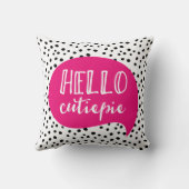 ハローキューティーピーピンクブラック水玉模様スポッティピロー クッション (裏面)
