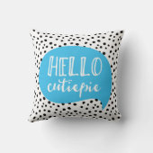 ハローキューティーピーブルーブラック水玉模様スポッティピロー クッション (裏面)