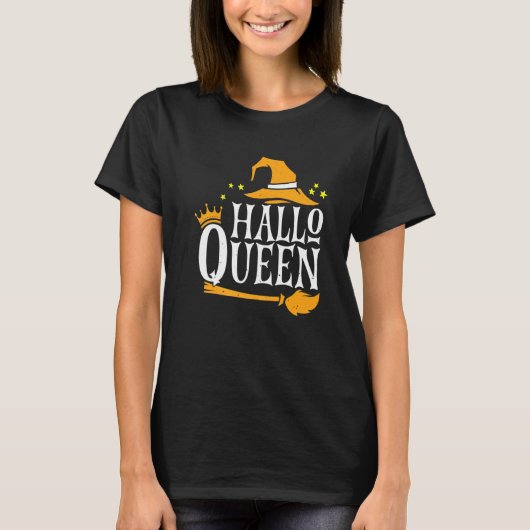 ハロークイーン ハロウィン 魔女 愛好家 魔法使いの帽子 ファッション Tシャツ (正面)