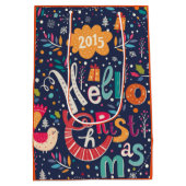 ハロークリスマスレトロ 文字デザイン ミディアムペーパーバッグ (裏面)