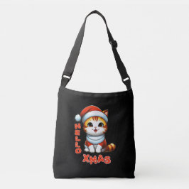 ハロークリスマス – サンタの衣装を着た可愛いクリスマス猫 クロスボディバッグ