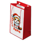 ハロークリスマス – サンタの衣装を着た可愛いクリスマス猫 スモールペーパーバッグ (裏面アングル)