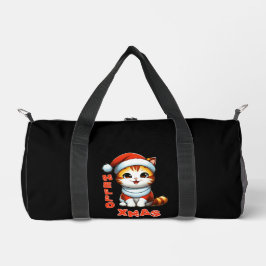 ハロークリスマス – サンタの衣装を着た可愛いクリスマス猫 ダッフルバッグ
