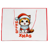 ハロークリスマス – サンタの衣装を着た可愛いクリスマス猫 ラージペーパーバッグ (正面)