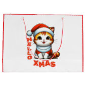 ハロークリスマス – サンタの衣装を着た可愛いクリスマス猫 ラージペーパーバッグ (裏面)