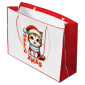 ハロークリスマス – サンタの衣装を着た可愛いクリスマス猫 ラージペーパーバッグ (裏面アングル)