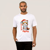 ハロークリスマス – サンタの衣装を着た可愛いクリスマス猫 Tシャツ (正面フル)