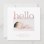 ハローグリッターピンクフォイルモダンシンプルミニマル 案内状 (正面)