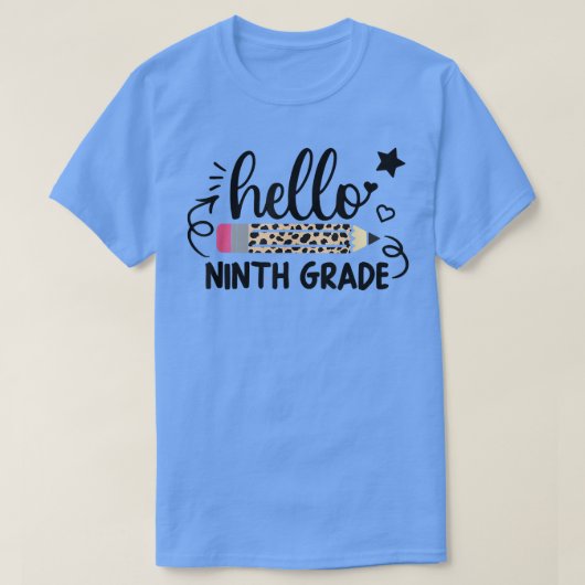 ハローコインヒョウ鉛筆新学期9t tシャツ (デザイン正面)