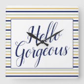 ハローゴスストライプのスクエアウォールクロック スクエア壁時計 (正面)