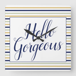 ハローゴスストライプのスクエアウォールクロック スクエア壁時計