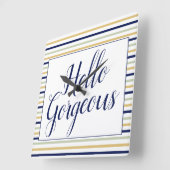 ハローゴスストライプのスクエアウォールクロック スクエア壁時計 (傾斜)