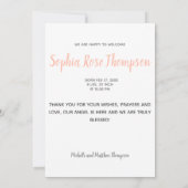 ハローゴスタイポグラフィフォトピンクベビーガール 案内状 (裏面)