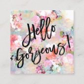 ハローゴスタイポグラフィフローラ水彩 スクエア名刺 (正面)