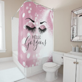 ハローゴスピンクグリッターの目 シャワーカーテン