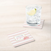 ハローゴスピンクストライプ赤面牡丹コースター スクエアペーパーコースター (インサイチュ)