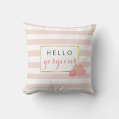 ハローゴスピンクストライプ赤面牡丹フローラ クッション (正面)