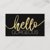 ハローゴスモダン金ゴールドタイポグラフィ美しいサロン 名刺 (正面)