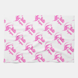 ハローゴスラブリーレディ顔スケッチタイポグラフィ キッチンタオル