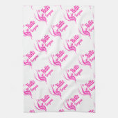 ハローゴスラブリーレディ顔スケッチタイポグラフィ キッチンタオル (縦)