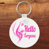 ハローゴスラブリーレディ顔スケッチタイポグラフィ キーホルダー (正面)