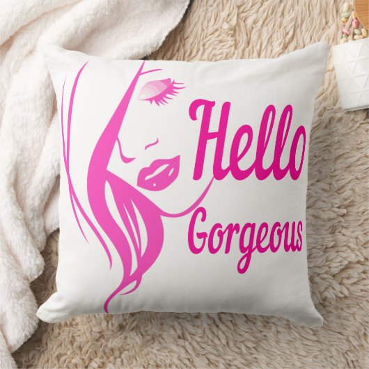 ハローゴスラブリーレディ顔スケッチタイポグラフィ クッション (ブランケット)