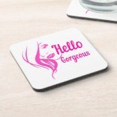 ハローゴスラブリーレディ顔スケッチタイポグラフィ コースター (左側)