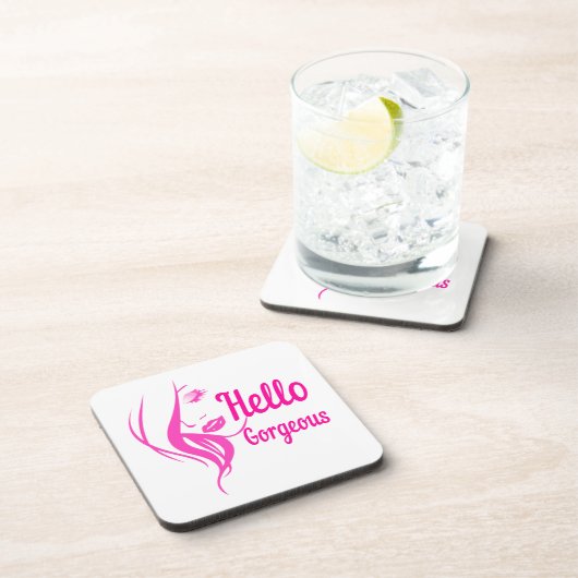 ハローゴスラブリーレディ顔スケッチタイポグラフィ コースター (右側)