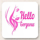 ハローゴスラブリーレディ顔スケッチタイポグラフィ コースター (正面)